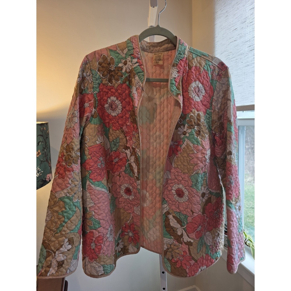 Alfred Dunner Light Weight Floral Quilted Jacket Size 16W Preppy - Picture 4 of 13